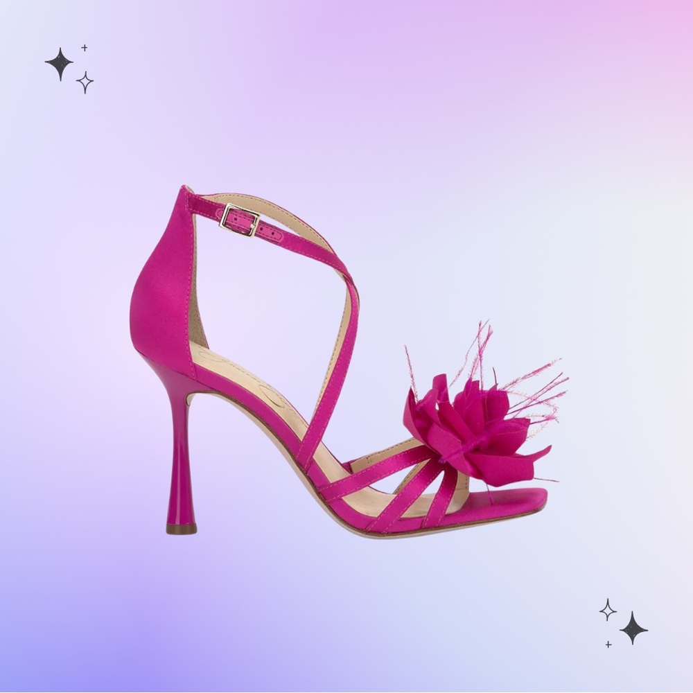 SOLD 🩷 Jessica Simpson hot pink Strappy Heels with flower detail